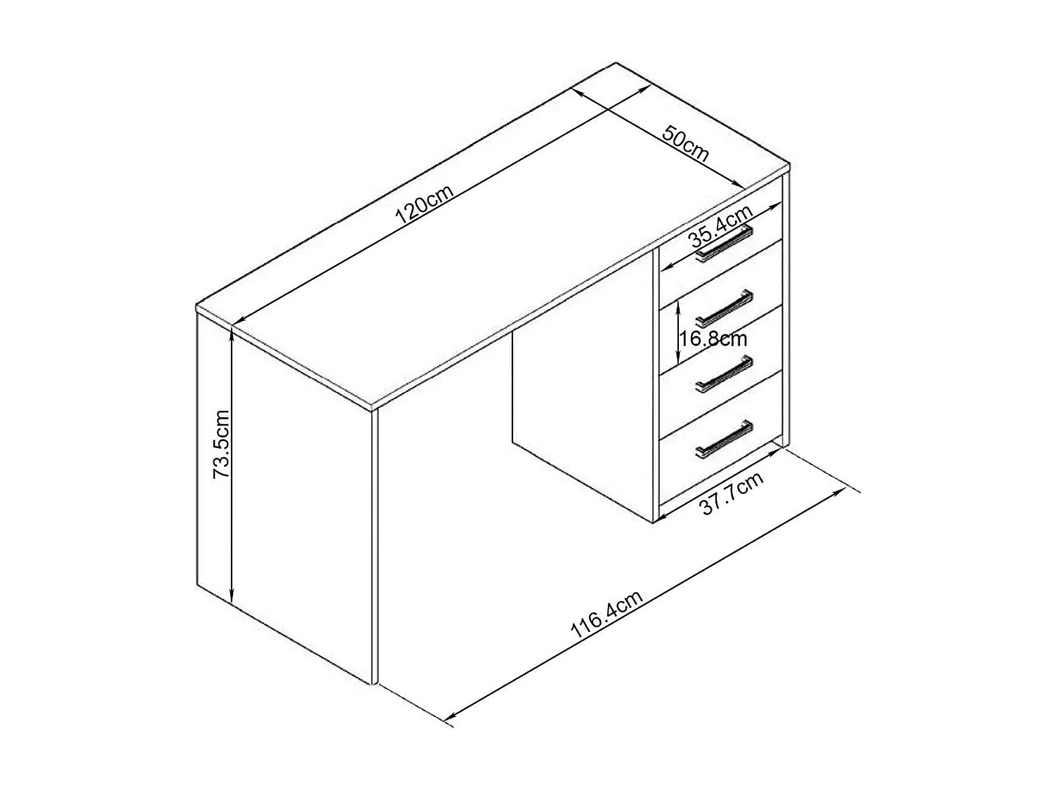 MilaniHome.it - scrivania di design per studio con cassetti 120x50x70 hdi coloreRovere grigio