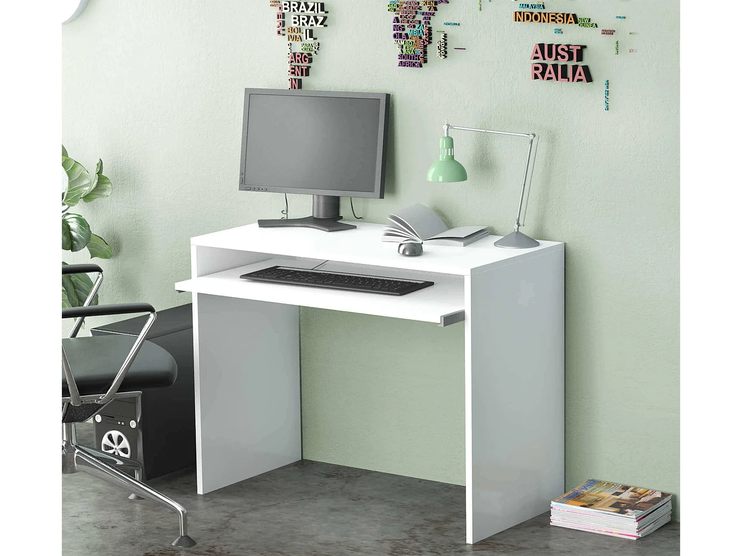 MilaniHome.it - scrivania di design per studio con porta tastiera 90x45x74 hdi coloreBianco