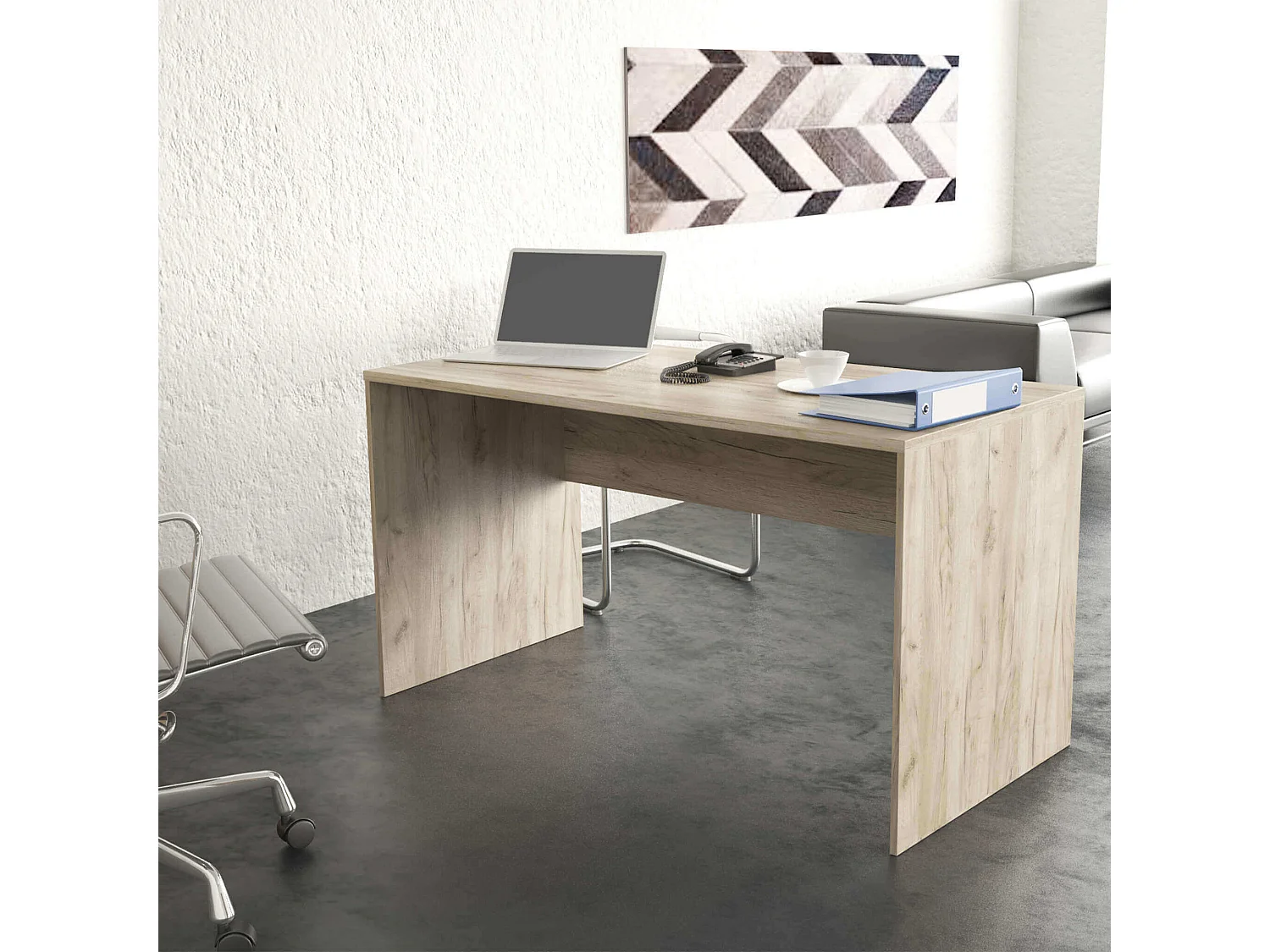 MilaniHome.it - scrivania di design per studio moderna 138,5x75x68 hdi coloreRovere grigio