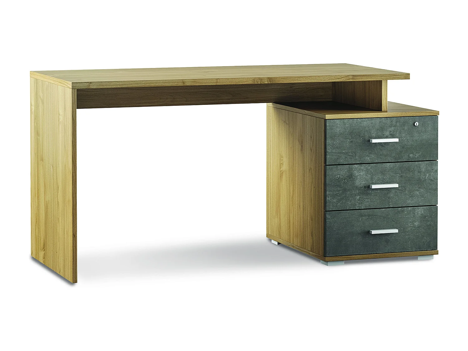 MilaniHome.it - scrivania con cassettiera di design moderno cm 154 l x 55 p x 76 hdi coloreRovere Chiaro