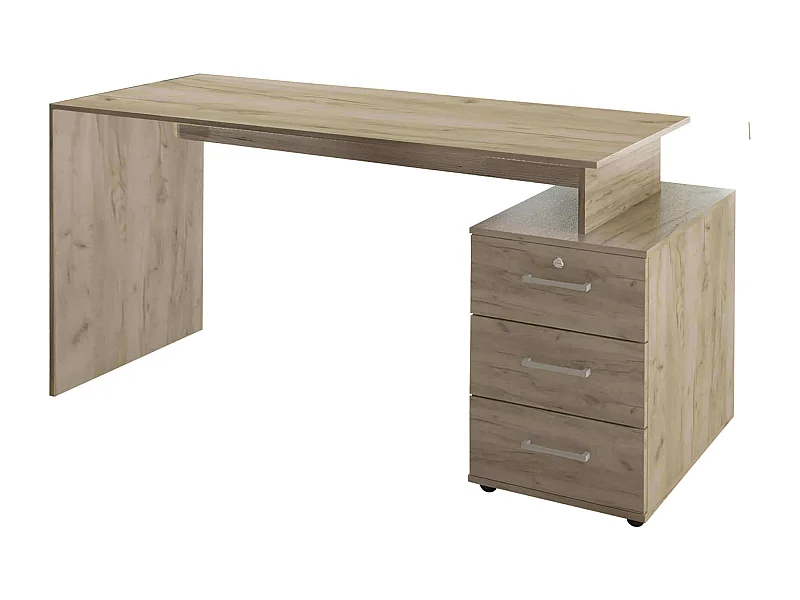 MilaniHome.it - scrivania di design per studio moderna con cassetti 139x60x76 hdi coloreRovere grigio