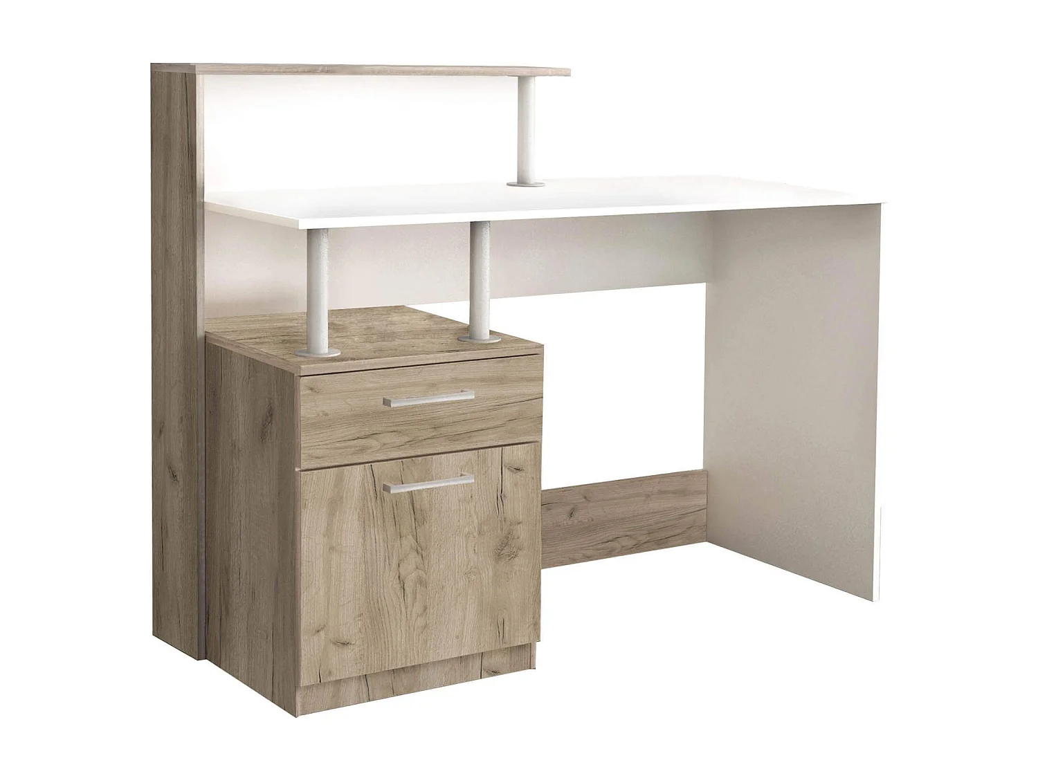 MilaniHome.it - scrivania di design per studio moderna con cassetto 120x75/91x55 hdi coloreRovere grigio