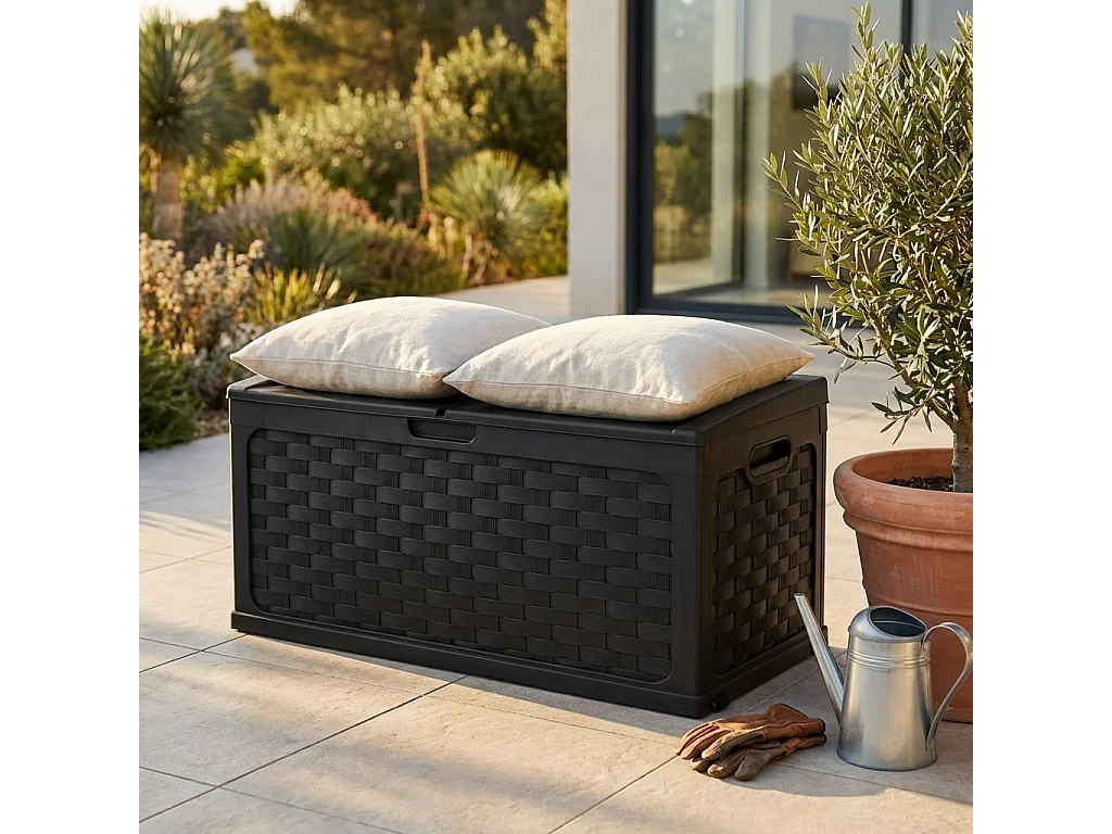 Milani Home - baule contenitore da esterno in plastica, antracite, 305 litri, 116 x 56 x 58 cm