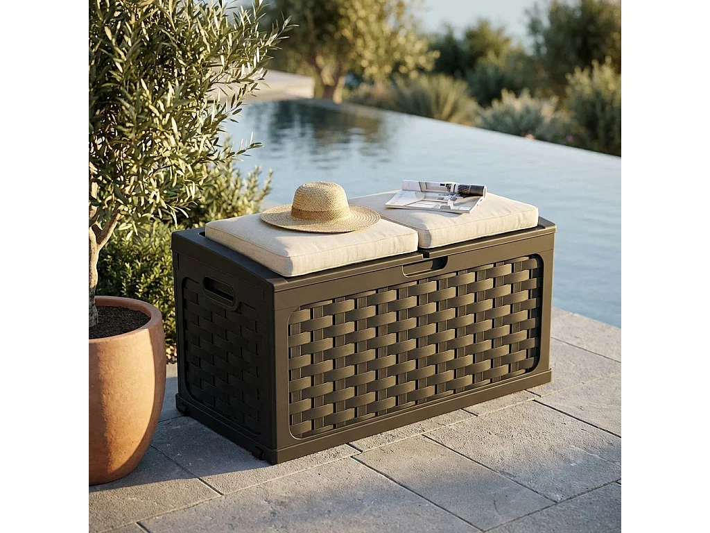 Milani Home - baule contenitore da esterno in plastica, antracite, 305 litri, 116 x 56 x 58 cm
