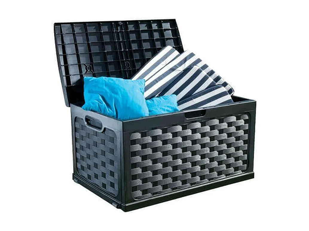 Milani Home - baule contenitore da esterno in plastica, antracite, 305 litri, 116 x 56 x 58 cm