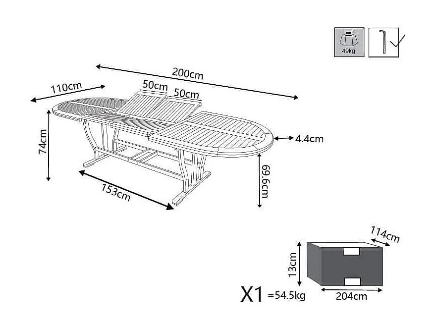 MilaniHome.it - Tavolo Ovale Allungabile In Legno Di Acacia 200/300x110 Per Esterno Giardino Portico Ristorante Bar Hotel Albergo Agriturismodi coloreMarrone