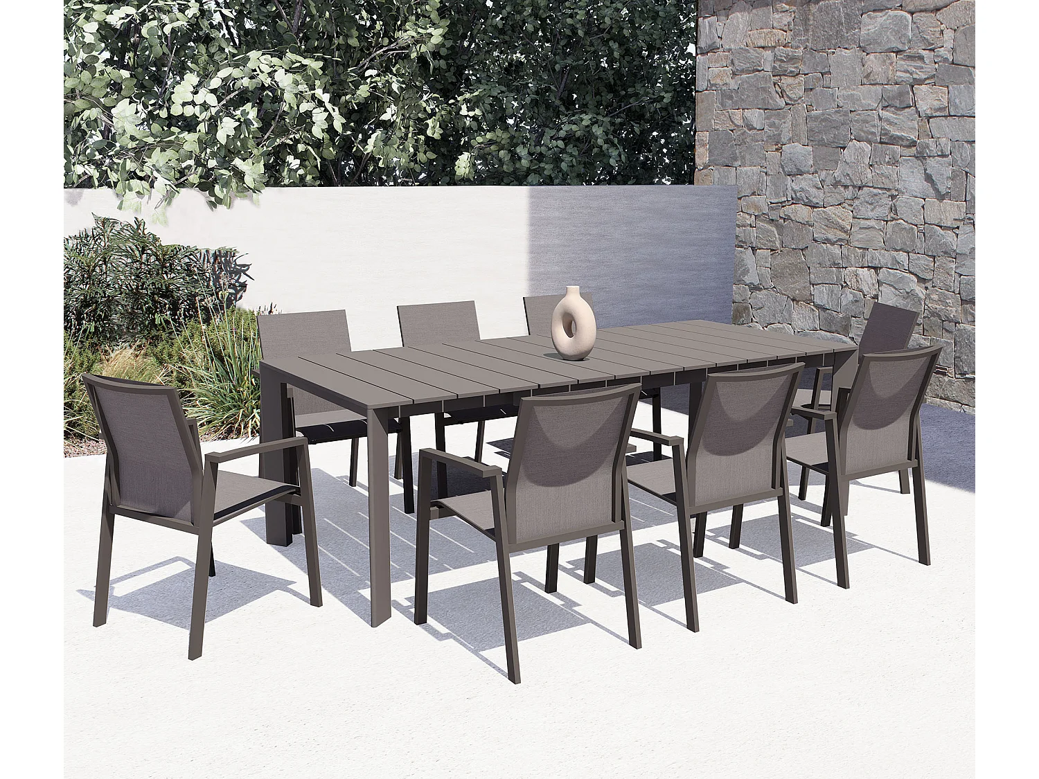 MilaniHome.it - tavolo da giardino in alluminio allungabile 165/215X85 di design per esterno giardino di coloreTaupe