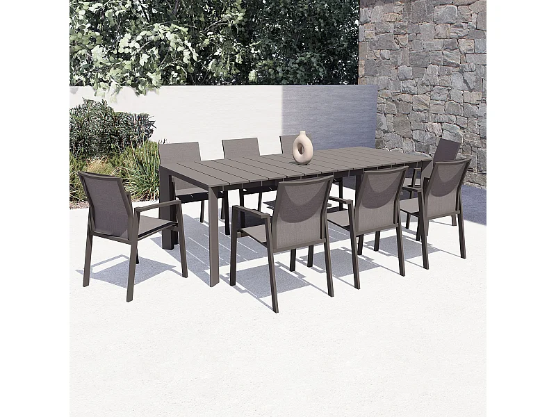 MilaniHome.it - tavolo da giardino in alluminio allungabile 165/215X85 di design per esterno giardino di coloreTaupe