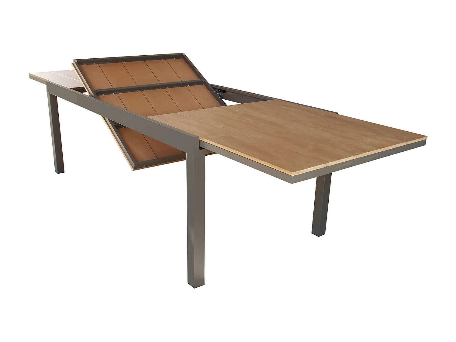MilaniHome.it - Tavolo Rettangolare Allungabile In Alluminio Antracite E Polywood Marrone 200/300x95 Da Esterno Giardino, Per Ristorantedi coloreTaupe