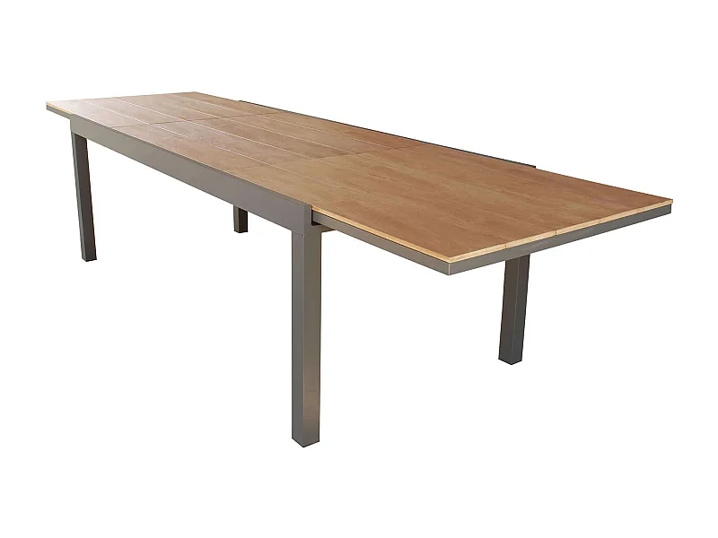 MilaniHome.it - Tavolo Rettangolare Allungabile In Alluminio Antracite E Polywood Marrone 200/300x95 Da Esterno Giardino, Per Ristorantedi coloreTaupe
