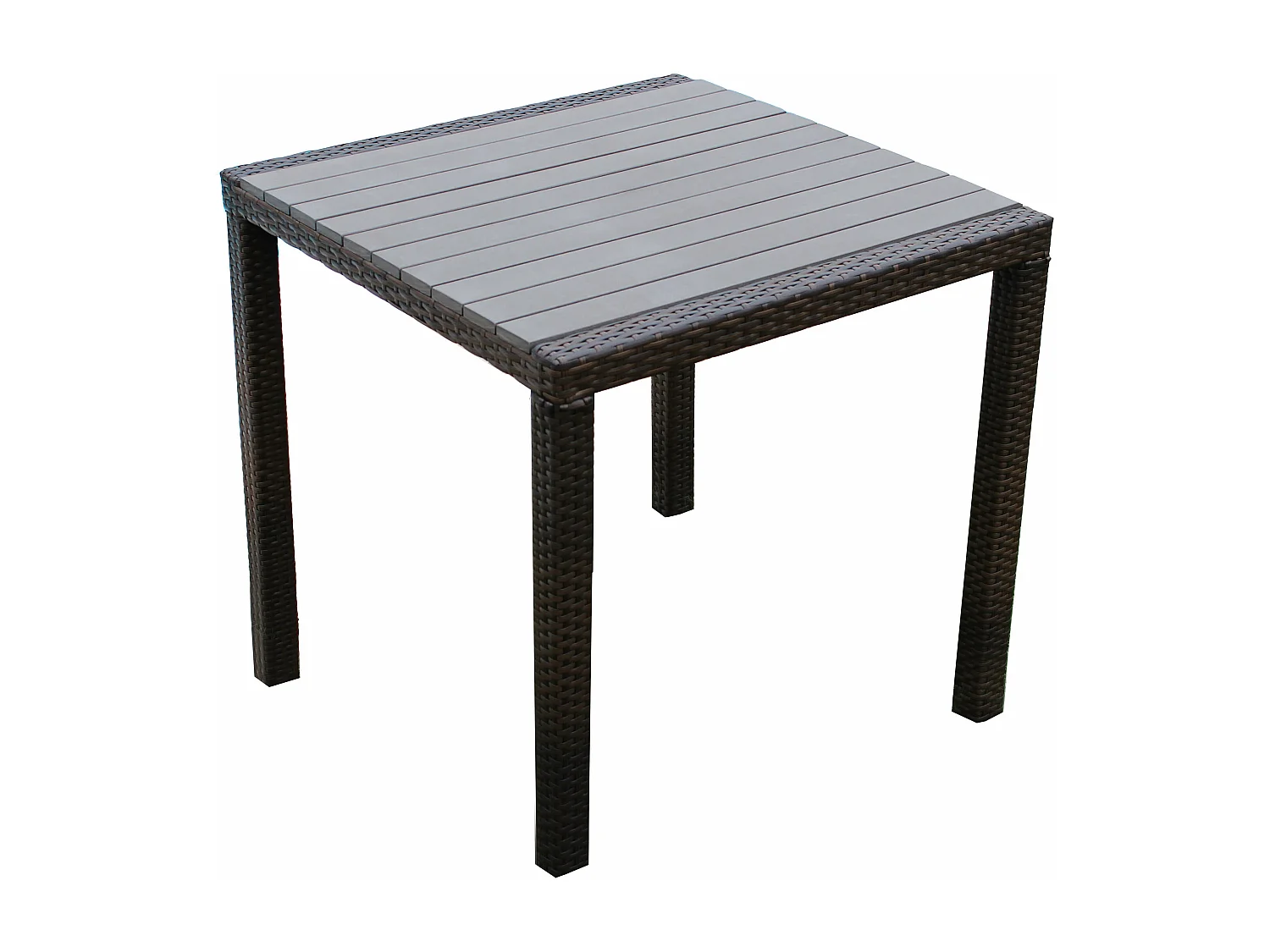 MilaniHome.it - Tavolo Da Giardino Moderno Di Design Cm 80x80 Marrone In Wicker Rattan Sintetico E Polywood Da Esternodi coloreMarrone