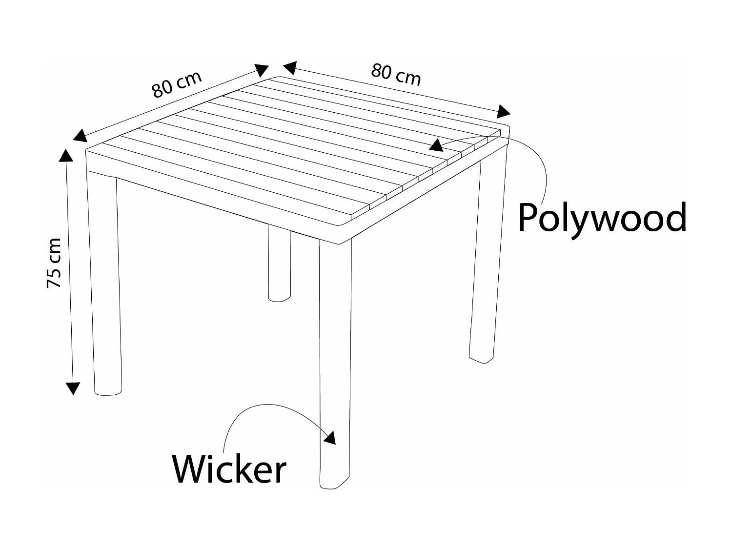 MilaniHome.it - Tavolo Da Giardino Moderno Di Design Cm 80x80 Marrone In Wicker Rattan Sintetico E Polywood Da Esternodi coloreMarrone