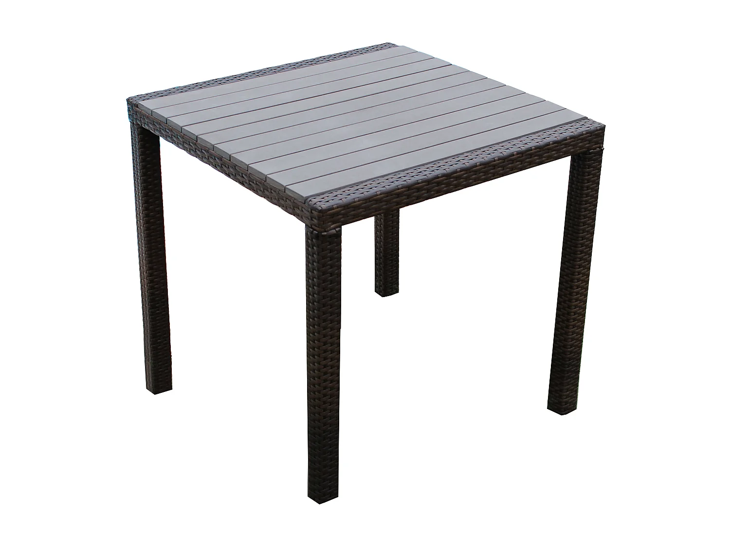 MilaniHome.it - Tavolo Da Giardino Moderno Di Design Cm 80x80 Marrone In Wicker Rattan Sintetico E Polywood Da Esternodi coloreMarrone