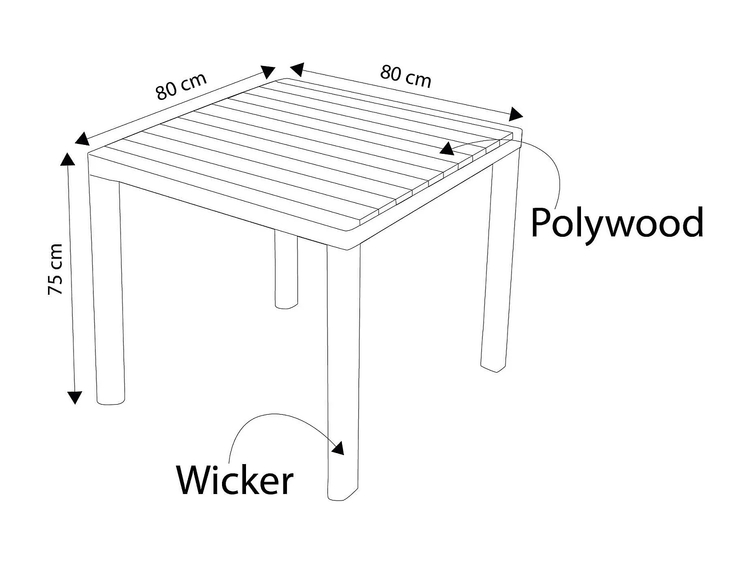 MilaniHome.it - Tavolo Da Giardino Moderno Di Design Cm 80x80 Marrone In Wicker Rattan Sintetico E Polywood Da Esternodi coloreMarrone