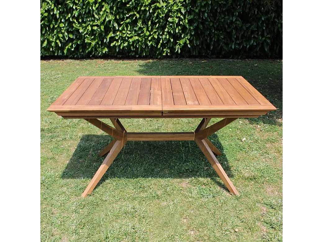 MilaniHome.it - Tavolo Rettangolare Allungabile In Legno Di Acacia 150/200x90 Per Esterno Giardino Portico Ristorante Bar Hotel Albergodi coloreMarrone