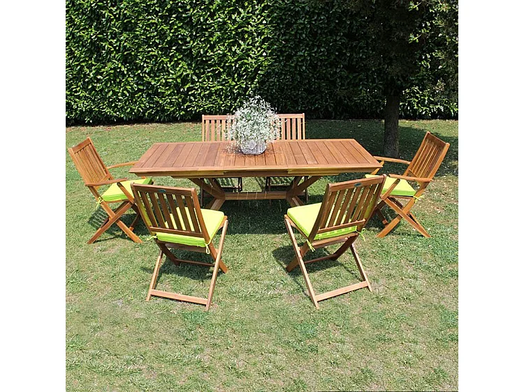 MilaniHome.it - Tavolo Rettangolare Allungabile In Legno Di Acacia 150/200x90 Per Esterno Giardino Portico Ristorante Bar Hotel Albergodi coloreMarrone