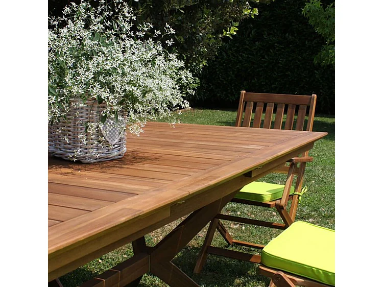 MilaniHome.it - Tavolo Rettangolare Allungabile In Legno Di Acacia 150/200x90 Per Esterno Giardino Portico Ristorante Bar Hotel Albergodi coloreMarrone
