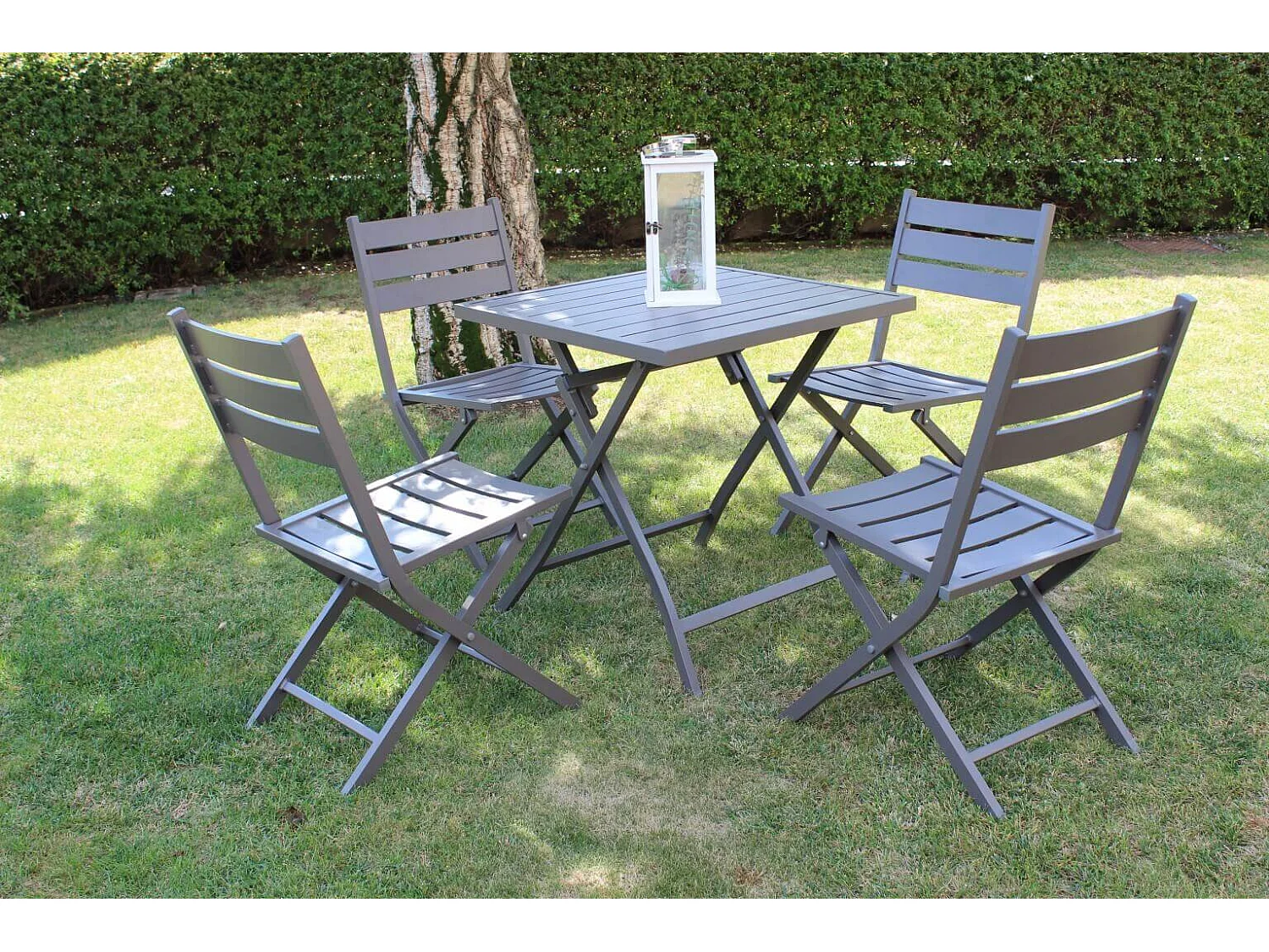 MilaniHome.it - Tavolo Da Giardino Pieghevole Salvaspazio In Alluminio 70x70 Colore Taupedi coloreTaupe