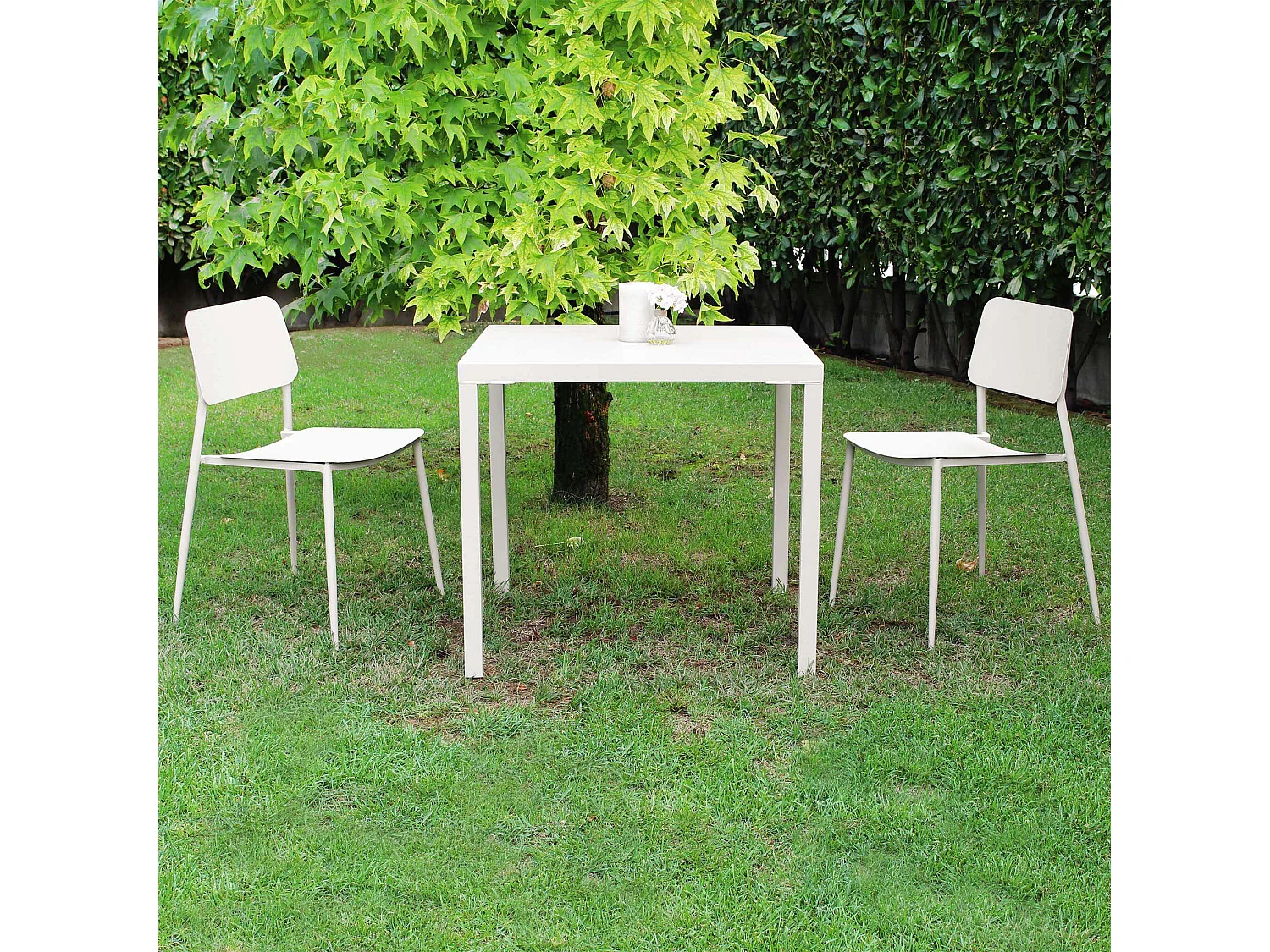 MilaniHome.it - Tavolo Quadrato Fisso In Ferro Tortora 80x80 Per Esterno Giardino, Portico, Ristorante, Gelateria Bar Hotel Albergodi coloreTortora