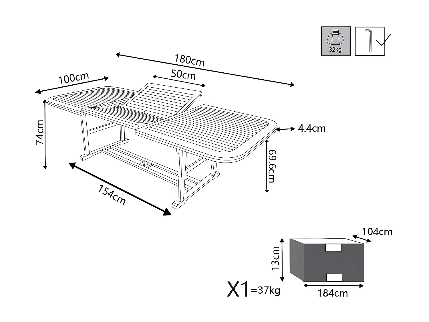 MilaniHome.it - Tavolo Rettangolare Allungabile In Legno Di Acacia 180/240x100 Per Esterno Giardino Portico Ristorante Bar Hotel Albergodi coloreMarrone