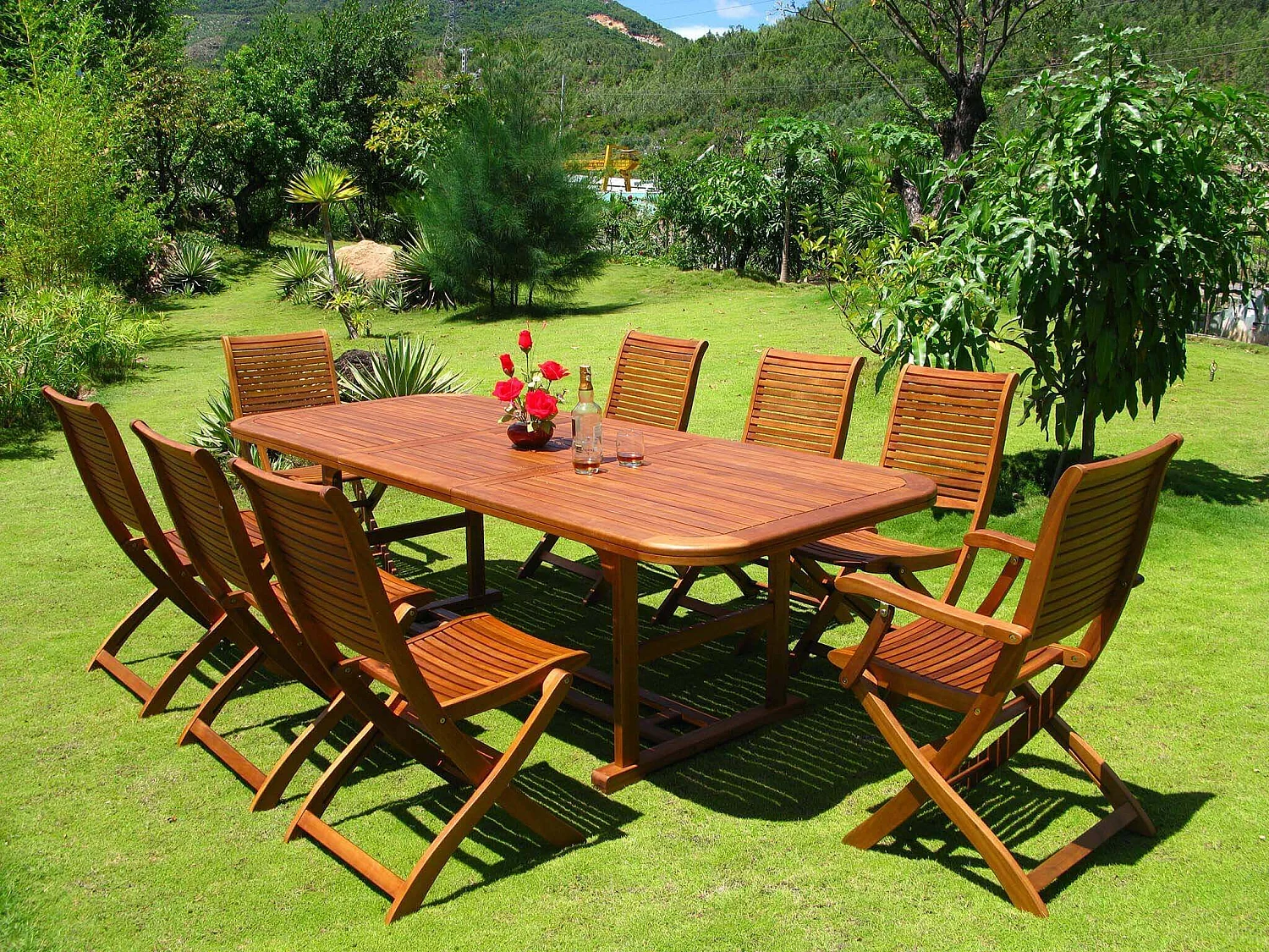 MilaniHome.it - Tavolo Rettangolare Allungabile In Legno Di Acacia 180/240x100 Per Esterno Giardino Portico Ristorante Bar Hotel Albergodi coloreMarrone