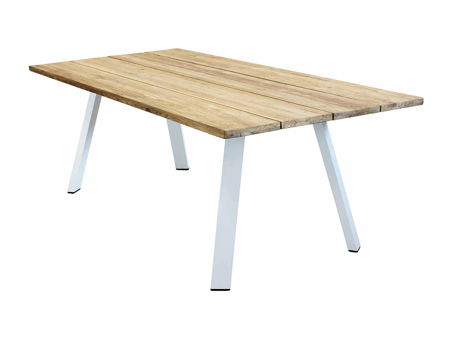 MilaniHome.it - Tavolo Da Giardino In Alluminio E Teak Riciclato 200x100 Colore Bianco,Marronedi coloreBianco