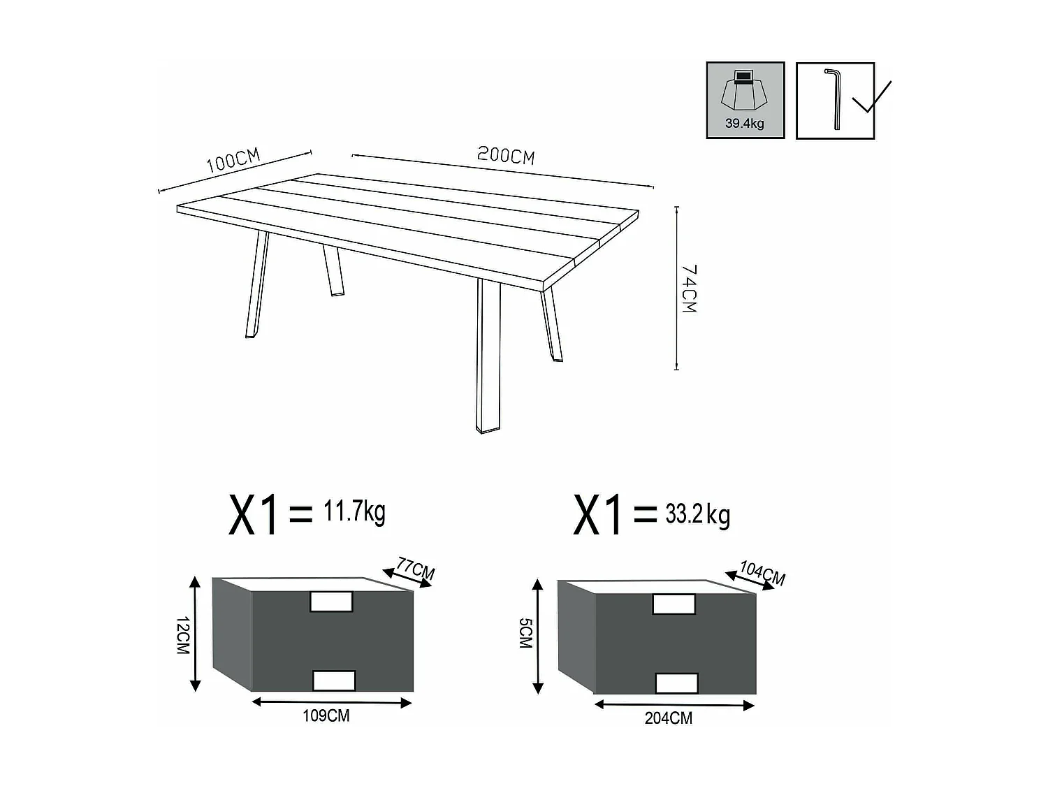 MilaniHome.it - Tavolo Da Giardino In Alluminio E Teak Riciclato 200x100 Colore Bianco,Marronedi coloreBianco