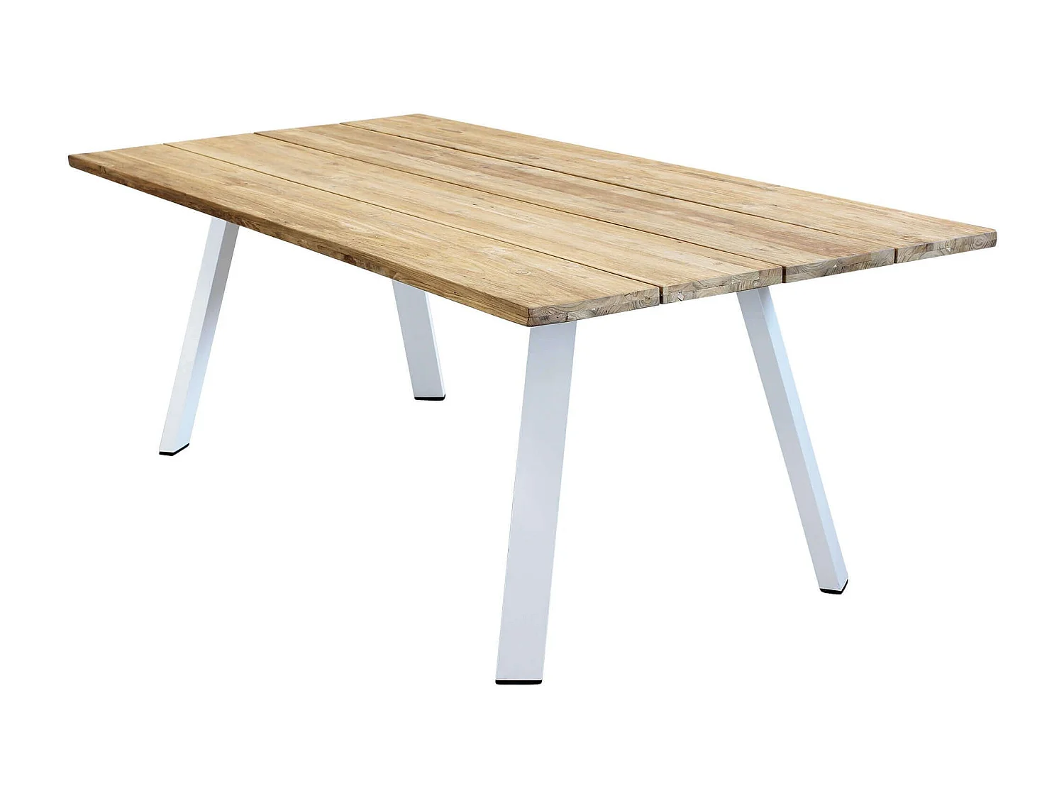 MilaniHome.it - Tavolo Da Giardino In Alluminio E Teak Riciclato 200x100 Colore Bianco,Marronedi coloreBianco