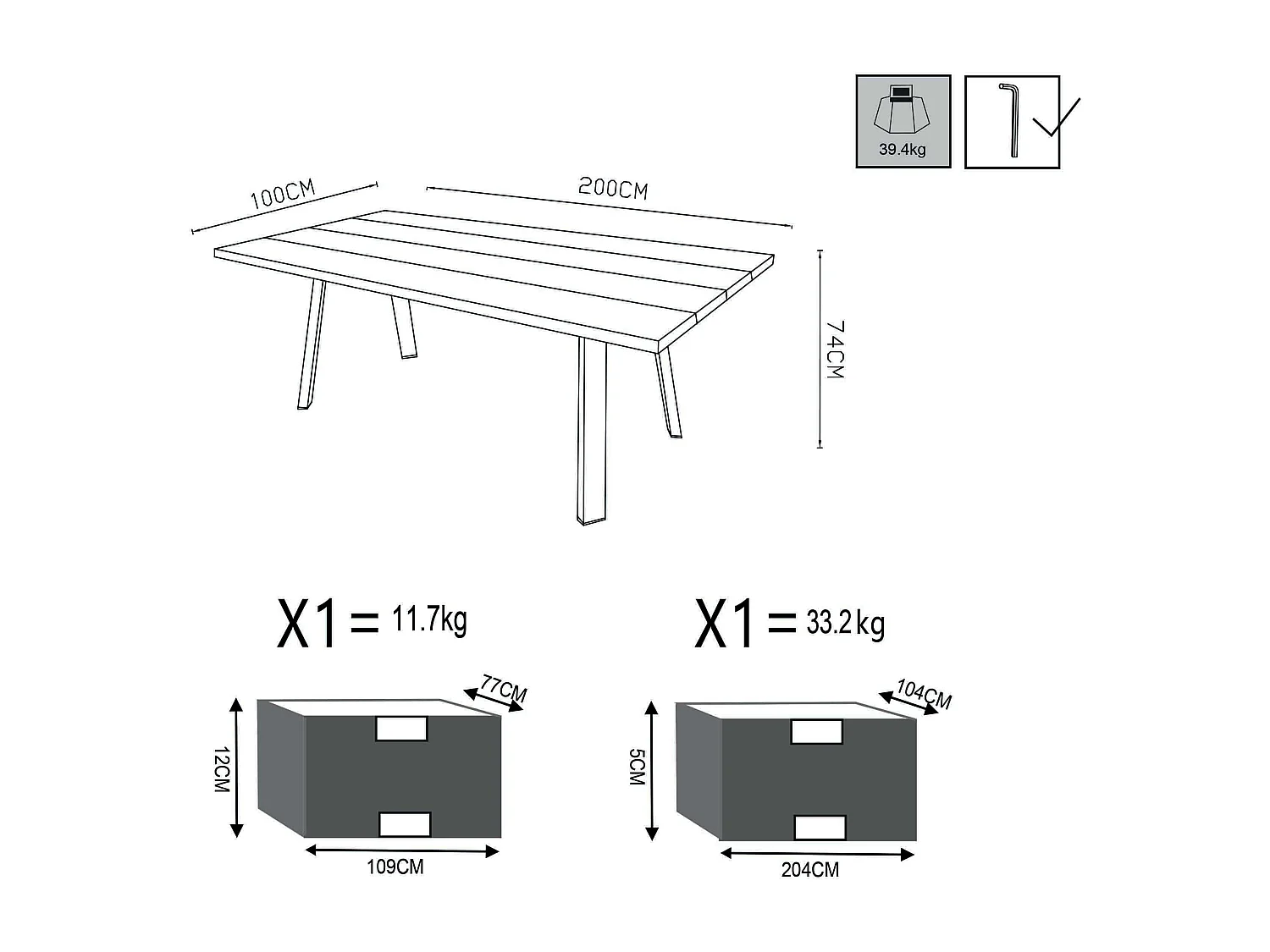 MilaniHome.it - Tavolo Da Giardino In Alluminio E Teak Riciclato 200x100 Colore Bianco,Marronedi coloreBianco