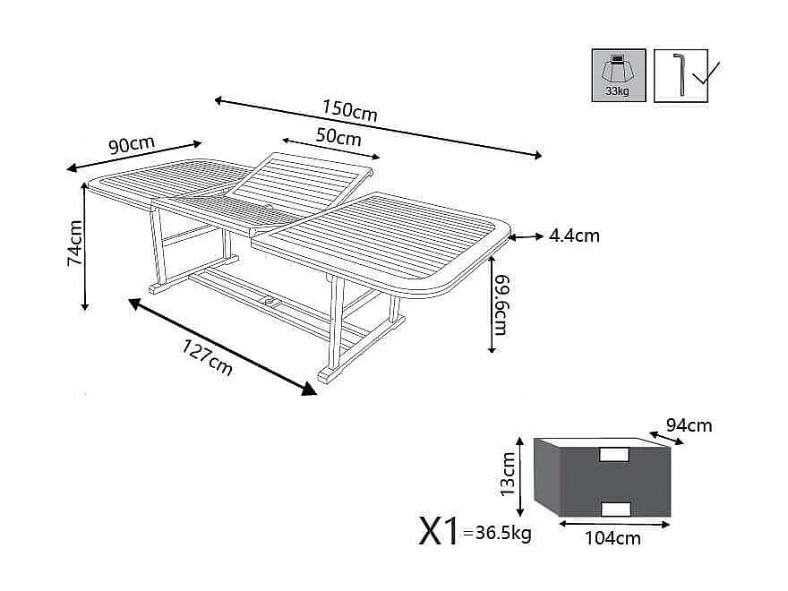 MilaniHome.it - Tavolo Rettangolare Allungabile In Legno Di Acacia 150/200x90 Per Esterno Giardino Portico Ristorante Bar Hotel Albergodi coloreMarrone
