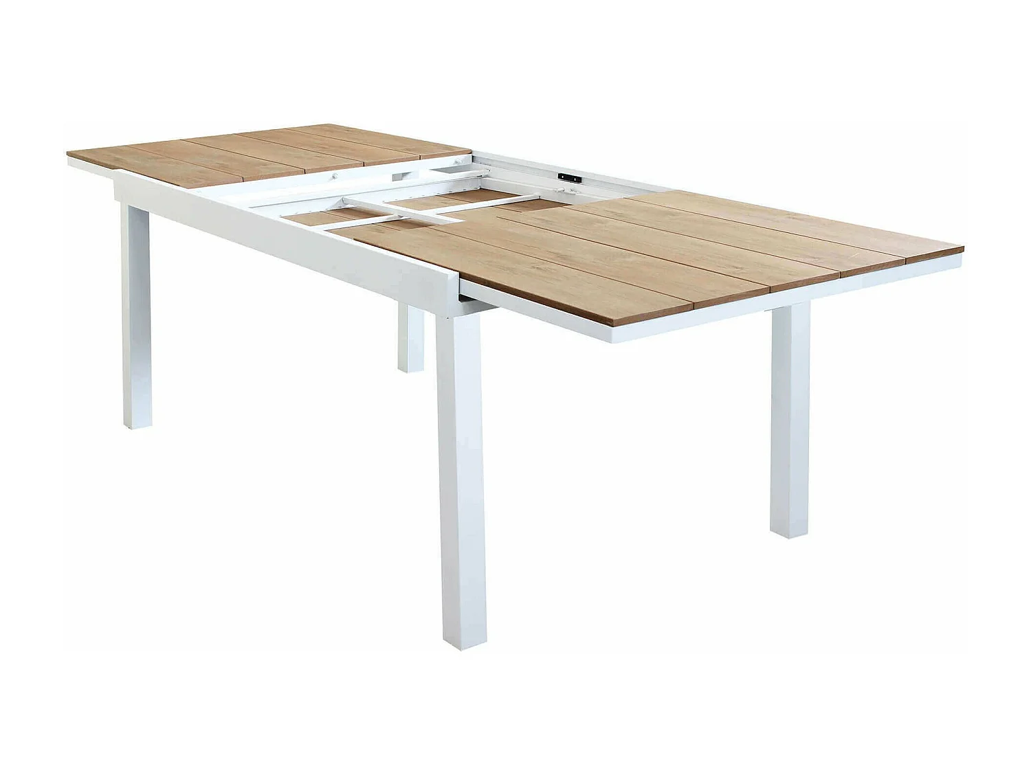 MilaniHome.it - Tavolo Rettangolare Allungabile In Alluminio Bianco E Polywood Marrone 200/300x100 Da Esterno Giardino, Per Ristorantedi coloreBianco