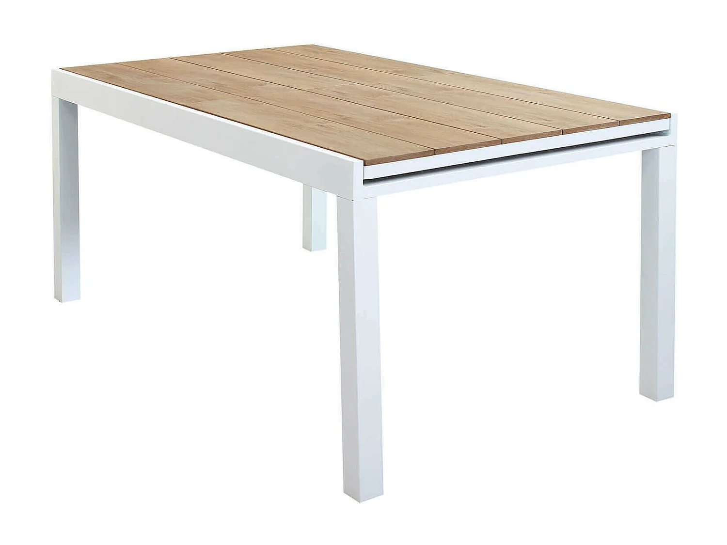 MilaniHome.it - Tavolo Rettangolare Allungabile In Alluminio Bianco E Polywood Marrone 200/300x100 Da Esterno Giardino, Per Ristorantedi coloreBianco