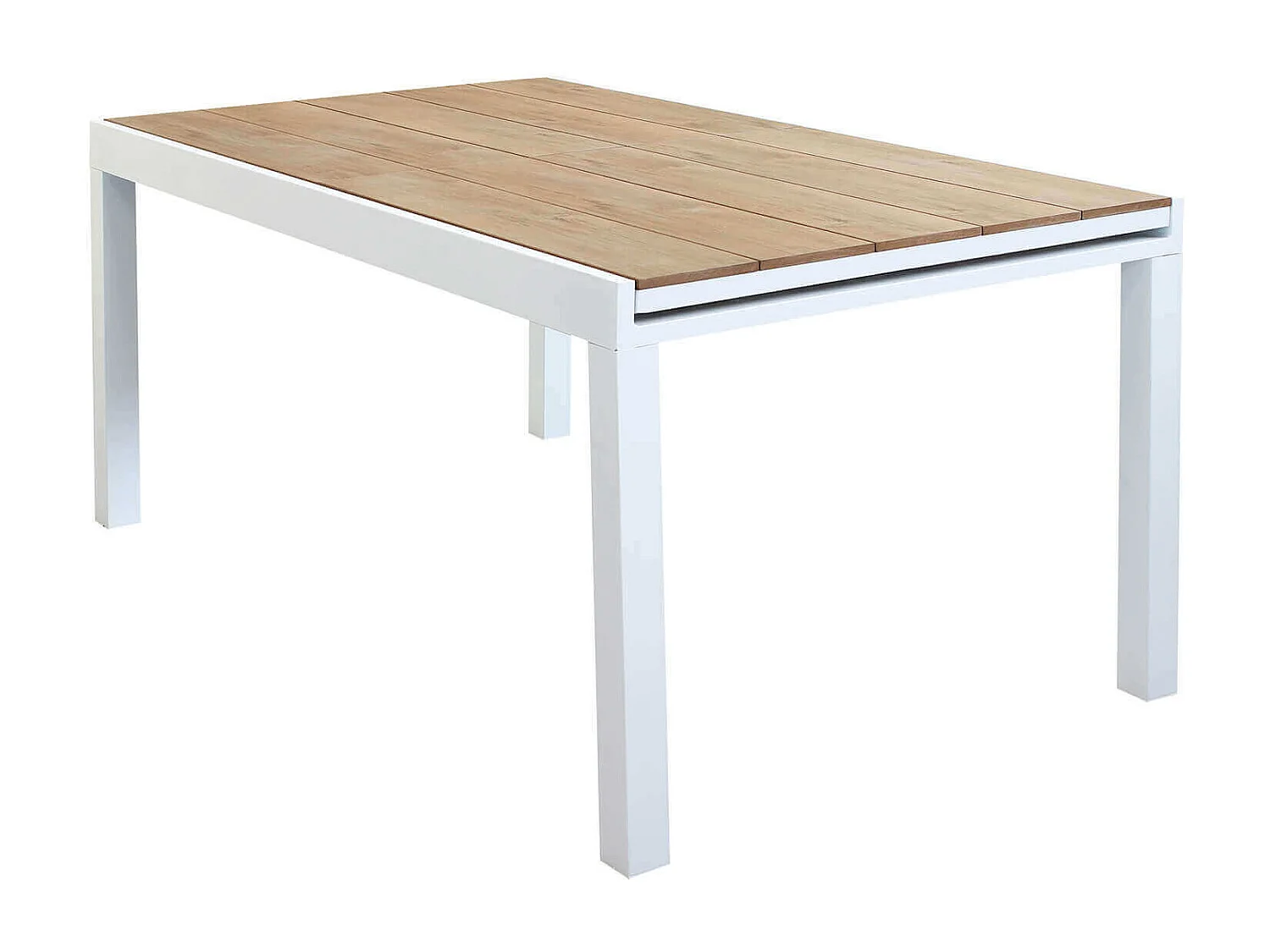 MilaniHome.it - Tavolo Rettangolare Allungabile In Alluminio Bianco E Polywood Marrone 200/300x100 Da Esterno Giardino, Per Ristorantedi coloreBianco