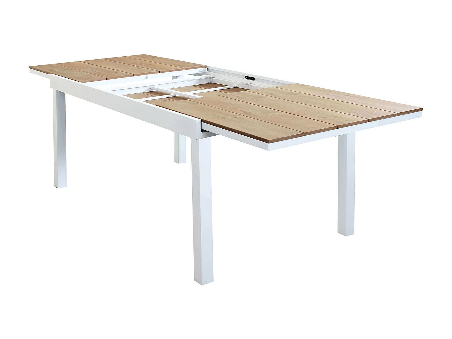 MilaniHome.it - Tavolo Rettangolare Allungabile In Alluminio Bianco E Polywood Marrone 200/300x100 Da Esterno Giardino, Per Ristorantedi coloreBianco