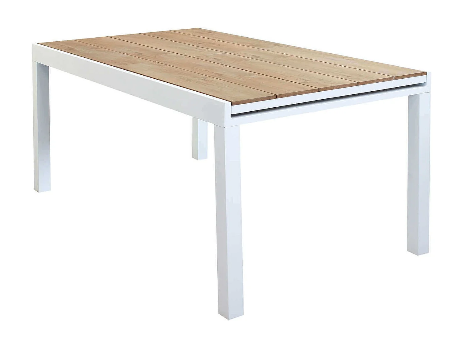 MilaniHome.it - Tavolo Rettangolare Allungabile In Alluminio Bianco E Polywood Marrone 200/300x100 Da Esterno Giardino, Per Ristorantedi coloreBianco