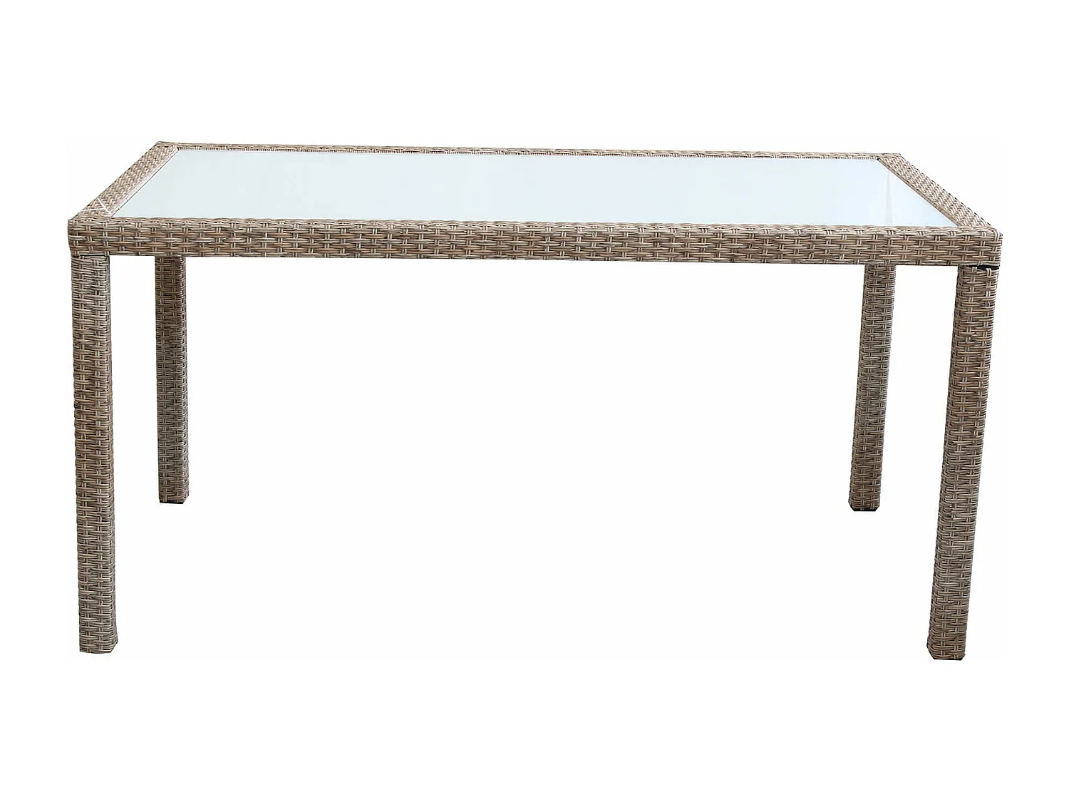 MilaniHome.it - Tavolo Rettangolare Fisso In Wicker Marrone 150x90 Piano In Vetro Intreccio In Rattan Sintetico Da Esterno Giardinodi coloreMarrone