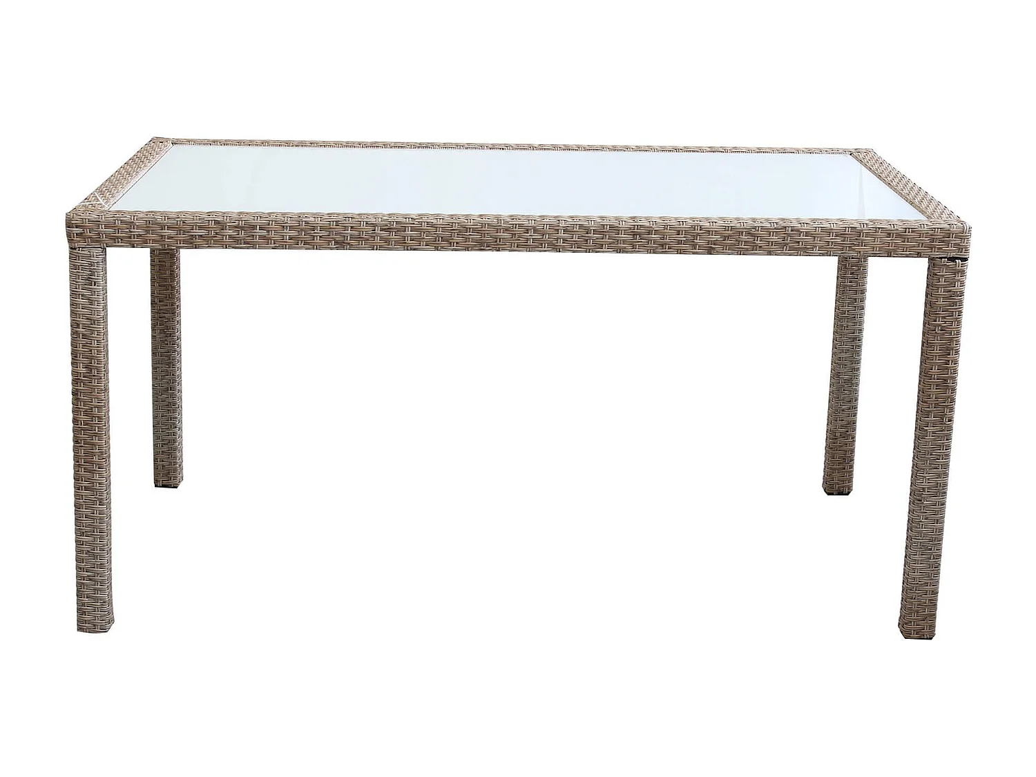 MilaniHome.it - Tavolo Rettangolare Fisso In Wicker Marrone 150x90 Piano In Vetro Intreccio In Rattan Sintetico Da Esterno Giardinodi coloreMarrone