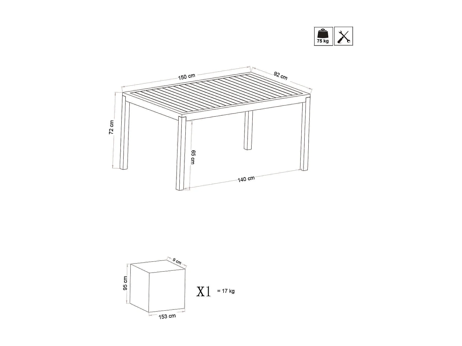 MilaniHome.it - Tavolo Da Giardino In Alluminio Per Esterno Di Design 150x91 Colore Tortoradi coloreTortora