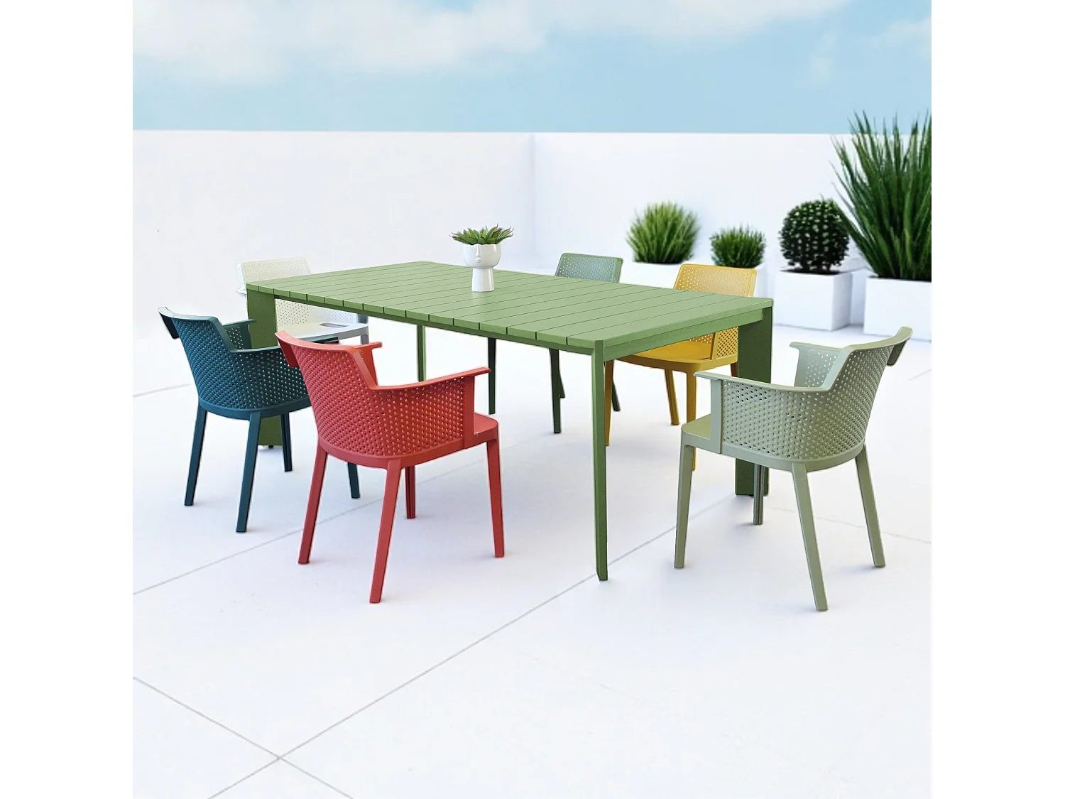 MilaniHome.it - tavolo da giardino in alluminio 200X100 di design per esterno giardino di coloreVerde