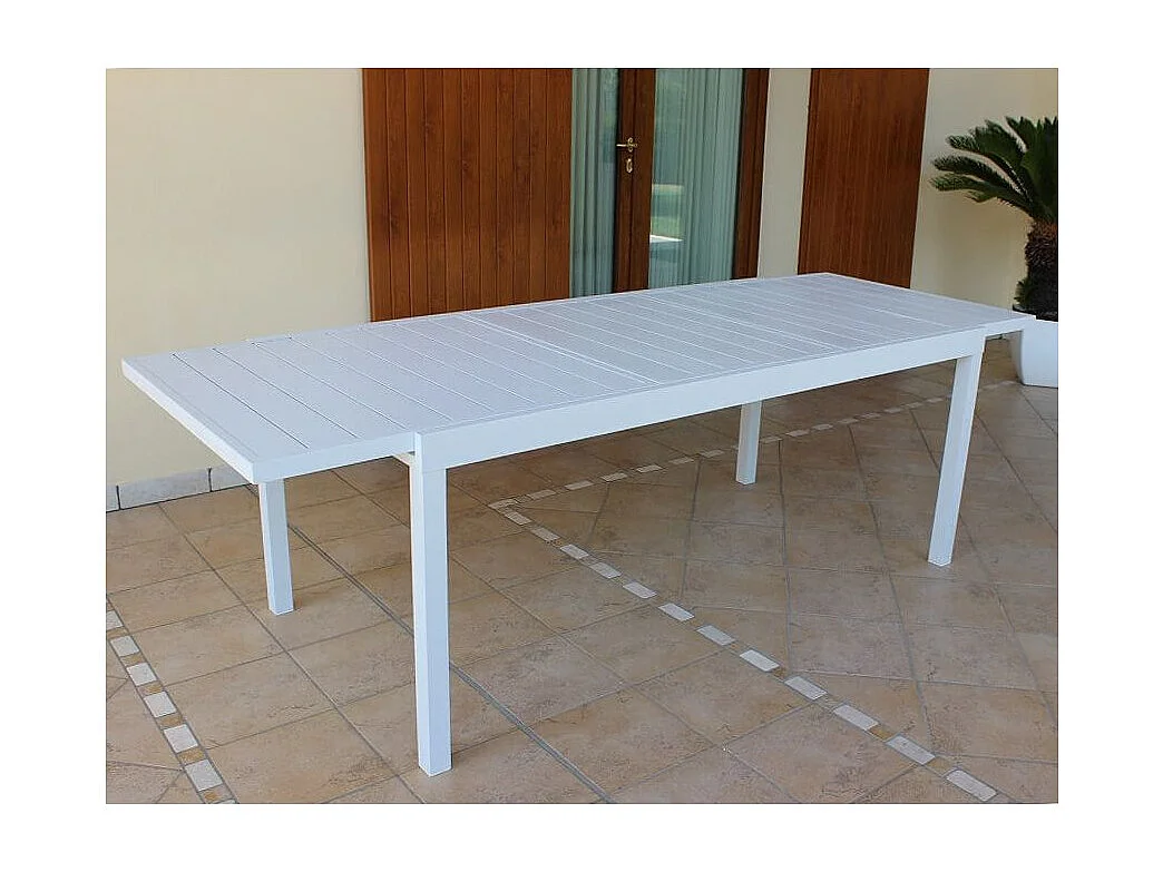 MilaniHome.it - Tavolo Rettangolare Allungabile In Alluminio Bianco 200/300x100 Da Esterno Giardino, Per Ristorante Agriturismo Albergo Hoteldi coloreBianco