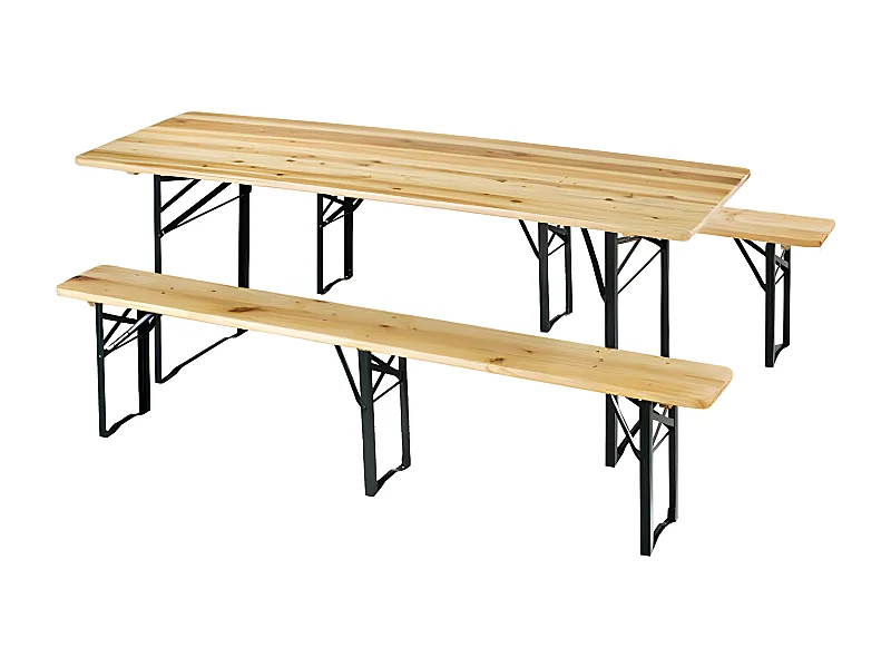 MilaniHome.it - Set Birreria 220x70 Con Panca A 3 Gambe Per Esterno Giardino, Portico, Terrazzo, Campeggio Matrimonio Sagradi coloreMarrone