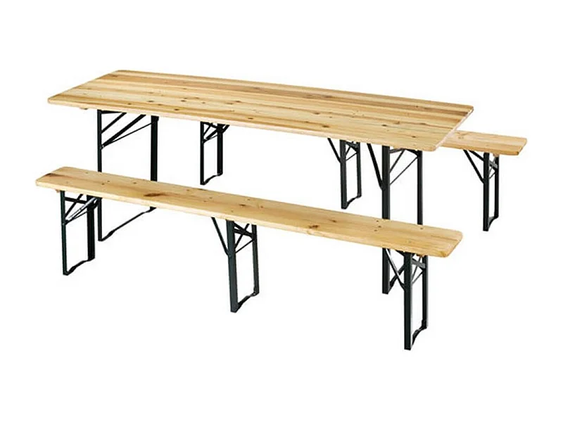 MilaniHome.it - Set Birreria 220x70 Con Panca A 3 Gambe Per Esterno Giardino, Portico, Terrazzo, Campeggio Matrimonio Sagradi coloreMarrone