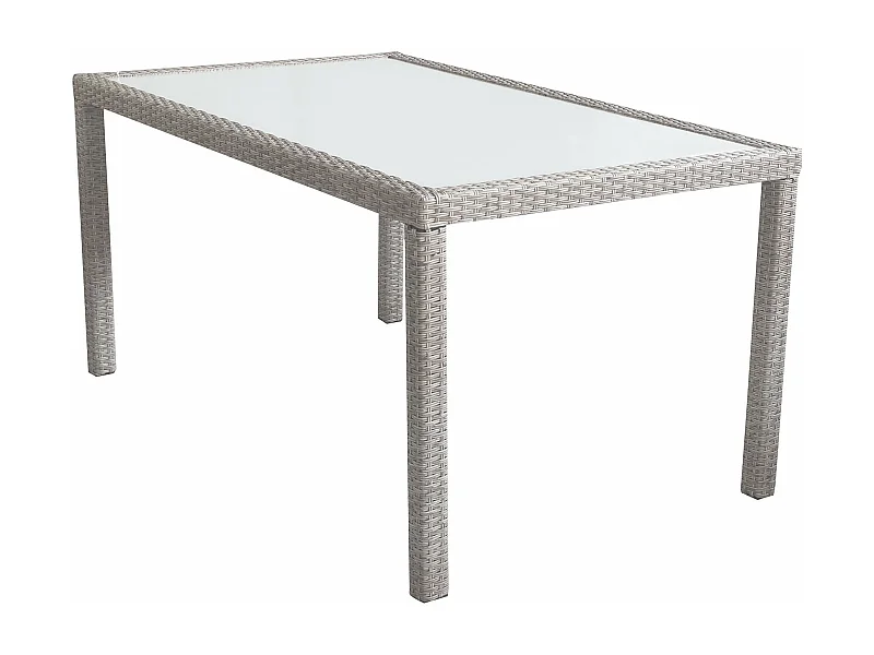 MilaniHome.it - Tavolo Rettangolare Fisso In Wicker Grigio 150x90 Piano In Vetro Intreccio In Rattan Sintetico Da Esterno Giardinodi coloreGrigio