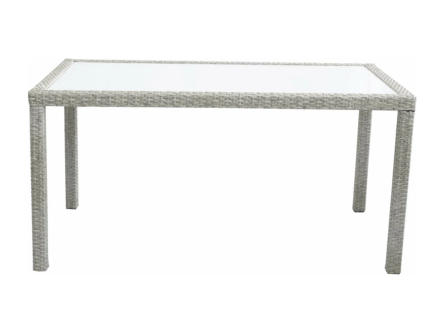 MilaniHome.it - Tavolo Rettangolare Fisso In Wicker Grigio 150x90 Piano In Vetro Intreccio In Rattan Sintetico Da Esterno Giardinodi coloreGrigio