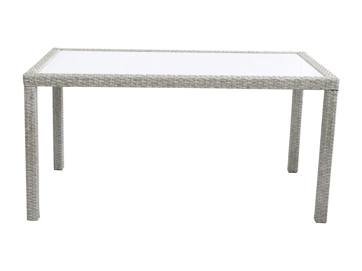 MilaniHome.it - Tavolo Rettangolare Fisso In Wicker Grigio 150x90 Piano In Vetro Intreccio In Rattan Sintetico Da Esterno Giardinodi coloreGrigio
