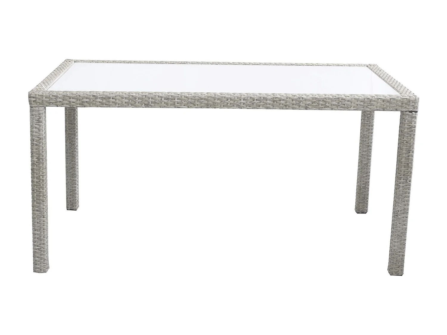 MilaniHome.it - Tavolo Rettangolare Fisso In Wicker Grigio 150x90 Piano In Vetro Intreccio In Rattan Sintetico Da Esterno Giardinodi coloreGrigio
