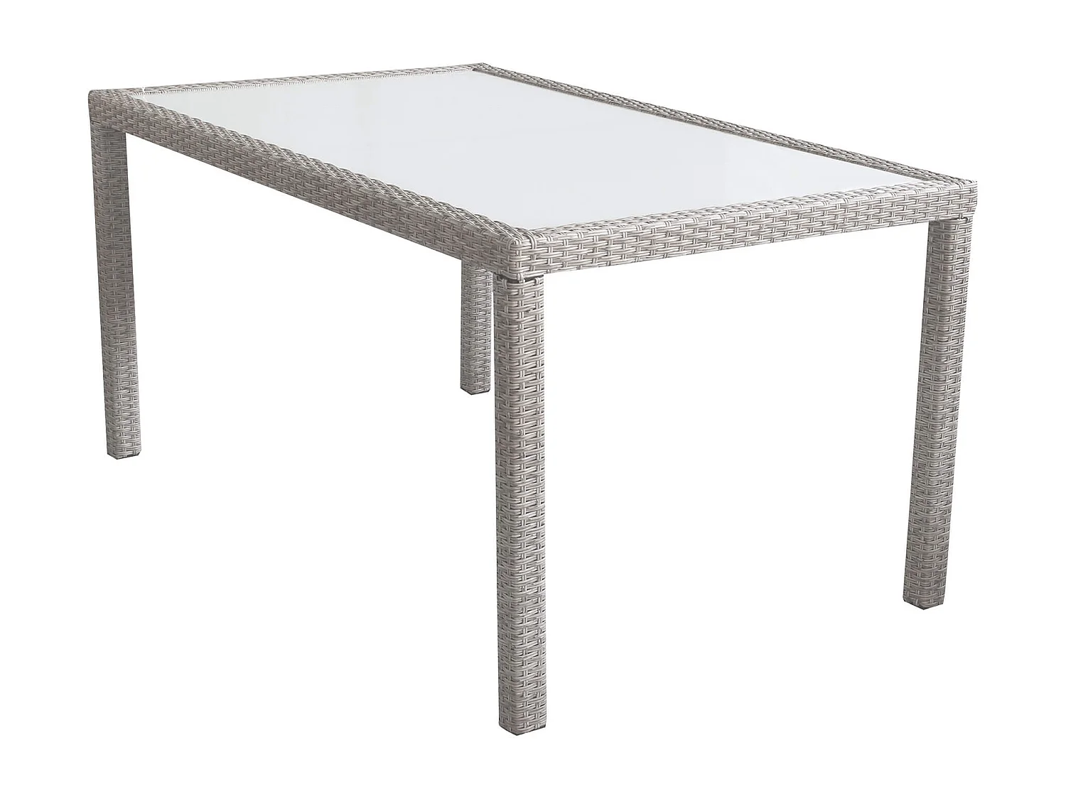 MilaniHome.it - Tavolo Rettangolare Fisso In Wicker Grigio 150x90 Piano In Vetro Intreccio In Rattan Sintetico Da Esterno Giardinodi coloreGrigio