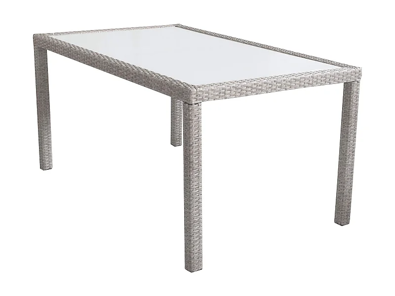 MilaniHome.it - Tavolo Rettangolare Fisso In Wicker Grigio 150x90 Piano In Vetro Intreccio In Rattan Sintetico Da Esterno Giardinodi coloreGrigio