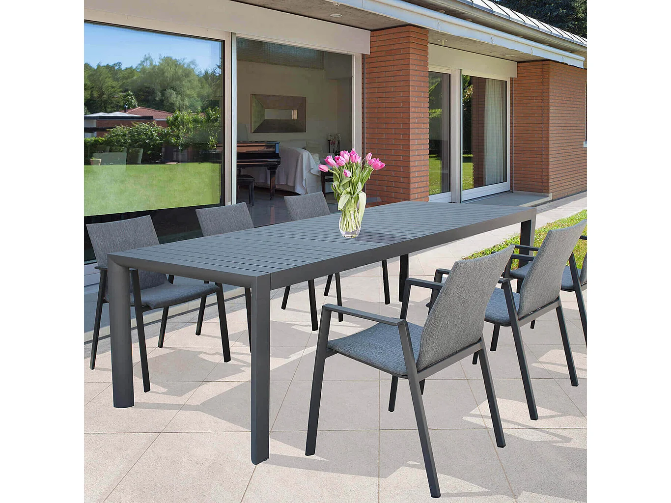 MilaniHome.it - Tavolo Da Giardino Allungabile In Alluminio antiruggine 135/180X70di coloreAntracite