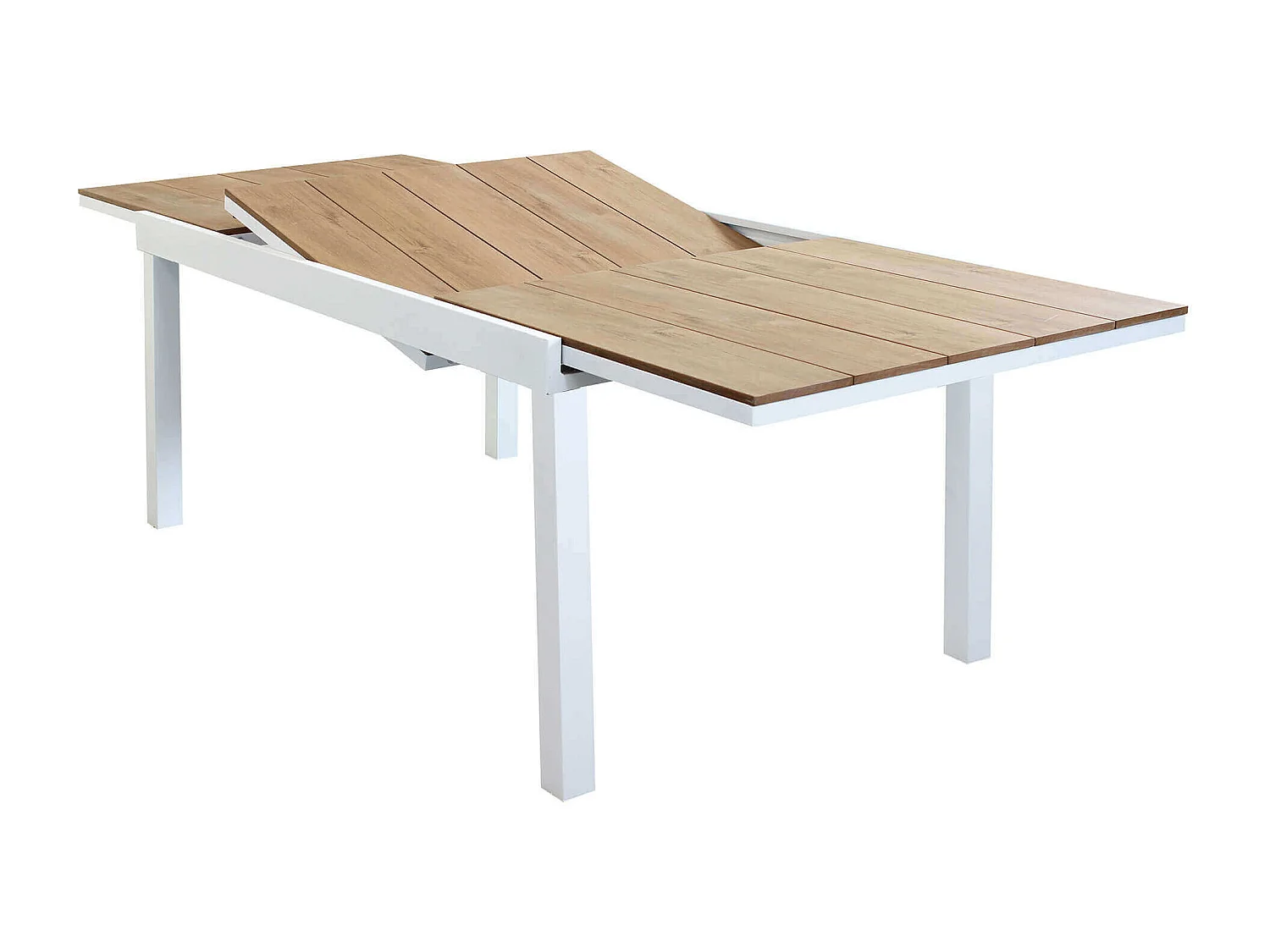 MilaniHome.it - Tavolo Rettangolare Allungabile In Alluminio Bianco E Polywood Marrone 160/240x90 Da Esterno Giardino, Per Ristorantedi coloreBianco